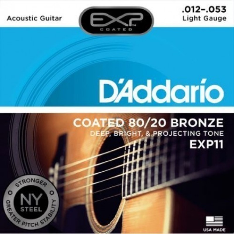 D'Addario EXP11 Acoustic Guitar String Set, Regular Light 12-53