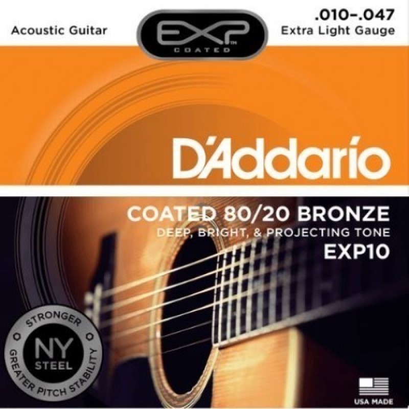 D'Addario EXP10 Acoustic Guitar String Set, Extra Light 10-47